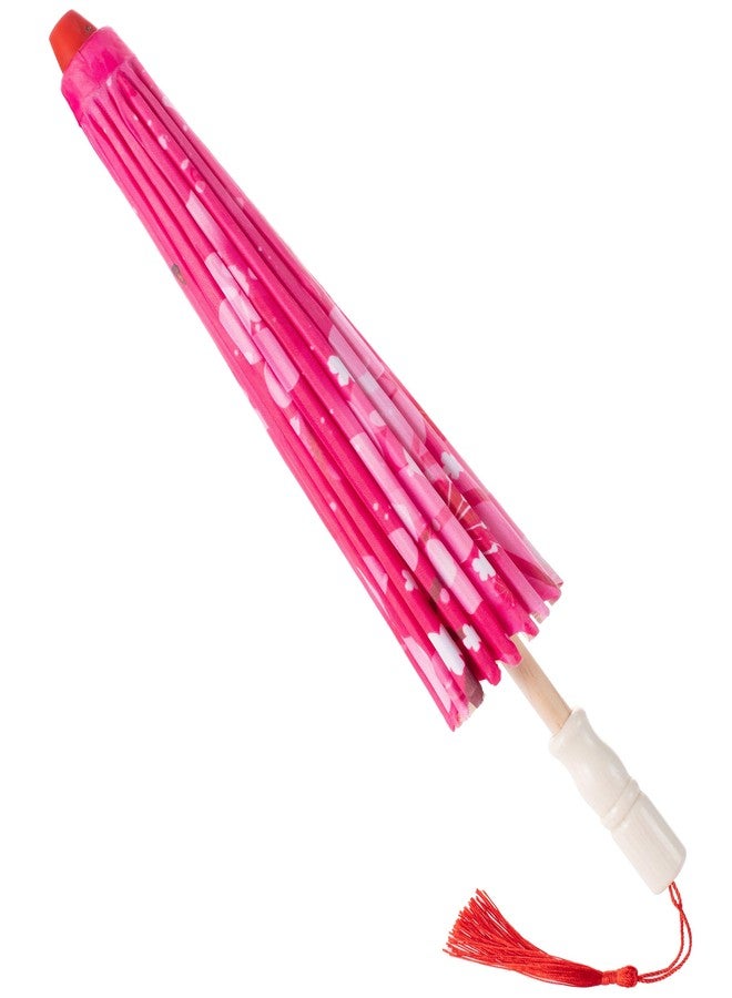 Elibelle Hand Made Japanese Oriental Parasol Dancing Umbrella 22 inch with Hand held Silk Folding Fans for Kids(Pink) - Image 4